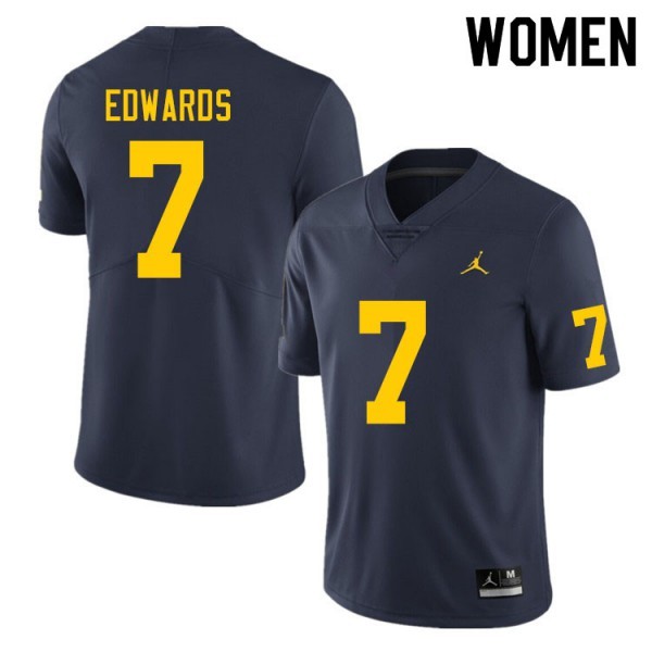 University of Michigan #7 For Women's Donovan Edwards Jersey Navy College Football Alumni